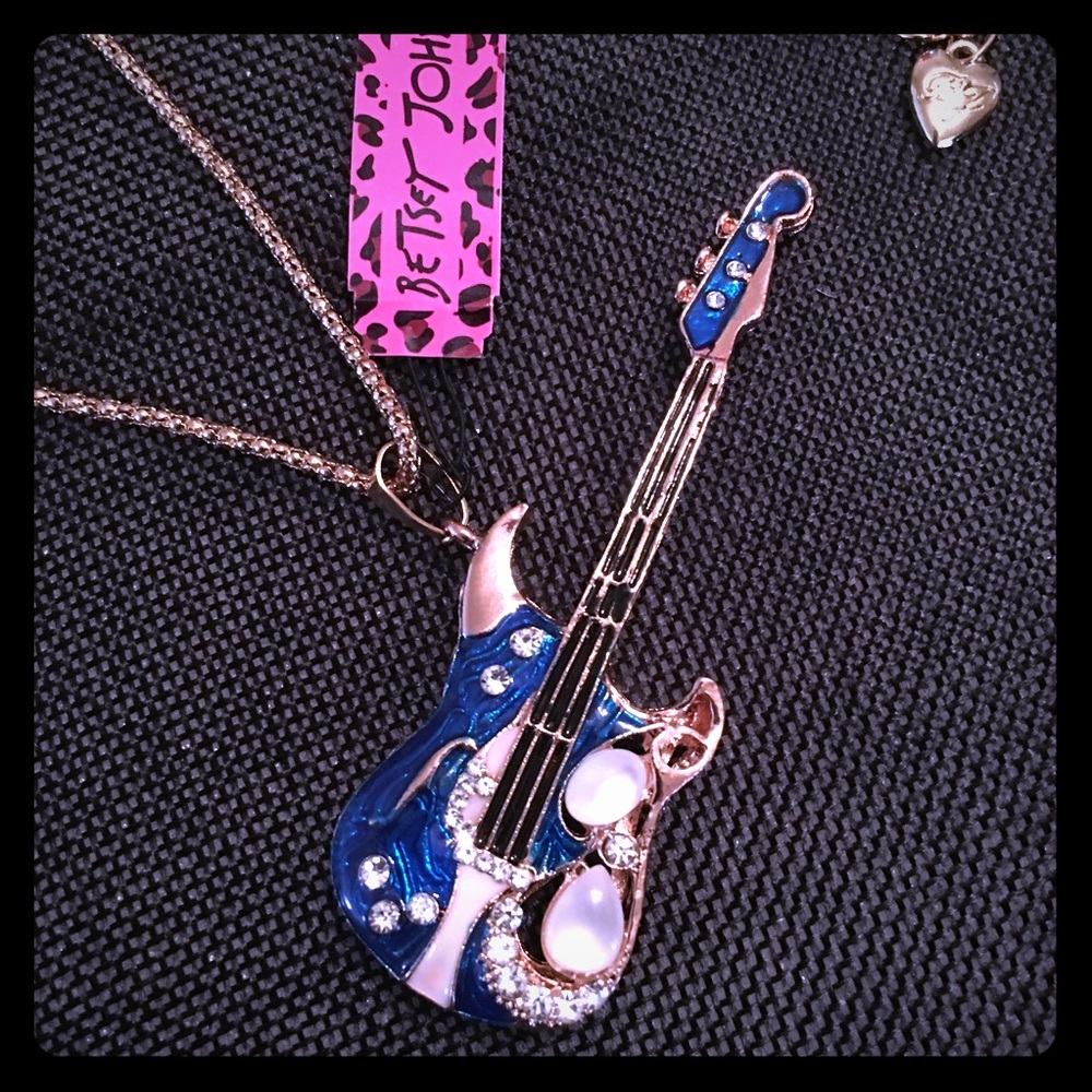 Betsey Johnson blue guitar necklace. Cute!